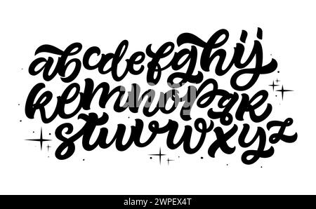 Vector Hand Drawn Alphabet. Brush Paint Letters. Decorative script typography. Artistic script typeface. Stock Vector