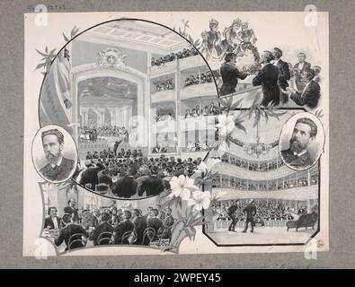Opening of the Lublin Theater, illustration project; Konopacki, Jan Zdzis AW (1856-1894); 1886 (1886-00-00-1886-00-00);Lublin (Lubelskie Voivodeship), Witke-Jeżewski, Dominik (1862-1944)-collection, actors, conductors, musicians, opera, music, orchestras, men's portraits, illustration projects, theaters (architect), ceremonies, interior, purchase ( provenance), singing, music Stock Photo