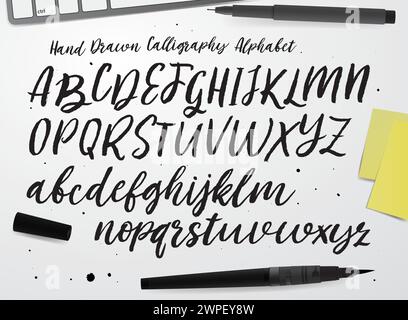 Vector Hand Drawn Alphabet. Brush Paint Letters. Stock Vector