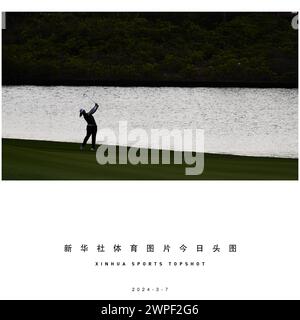 Beijing, China's Hainan Province. 7th Mar, 2024. Yin Ruoning of China plays a shot during the first round of the Blue Bay LPGA golf tournament in Lingshui, south China's Hainan Province, March 7, 2024. Credit: Yang Guanyu/Xinhua/Alamy Live News Stock Photo