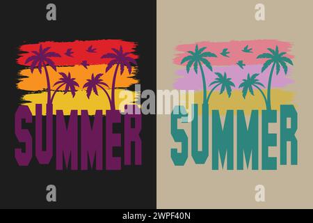 Summer, Summer Vibes, Summer T-Shirt, Vacation Shirt, Family Summer Shirt, Vacation Clothing, Beach Shirt Stock Vector