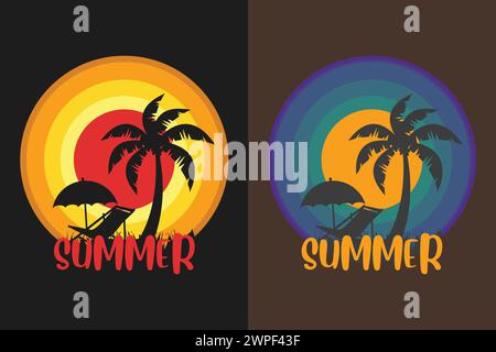Summer, Summer Vibes, Summer T-Shirt, Vacation Shirt, Family Summer Shirt, Vacation Clothing, Beach Shirt Stock Vector