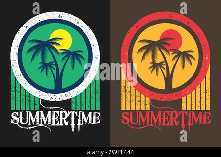 Summer Time, Summer Vibes, Summer T-Shirt, Vacation Shirt, Family Summer Shirt, Vacation Clothing, Beach Shirt Stock Vector