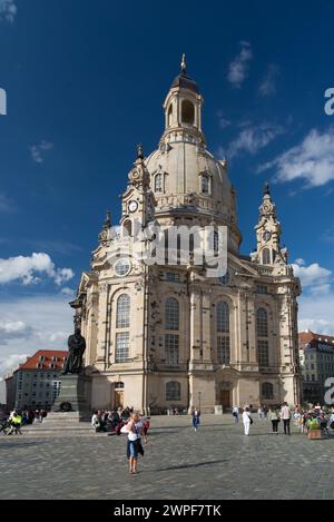 Frauenkirche, Church of the Virgin Mary, a baroque Lutheran church, built of sandstone. Dresden, Saxony, Germany 2020 Stock Photo