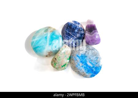 Various stones with white background. Stock Photo