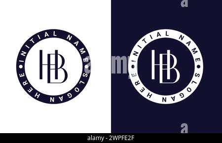 Initial HB or BH Monogram Text Letter Logo Design Stock Vector