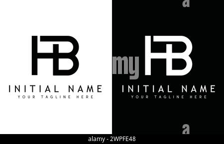 Initial HB or BH Monogram Text Letter Logo Design Stock Vector
