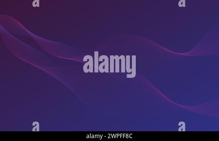 Streams of glowing lines form a wave pattern of violet light on isolated dark blue-violet background. Vector illustration in futuristic style. Stock Vector