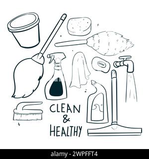 Cleaning Icon Vector Illustration House Cleaning Items illustration Stock Vector