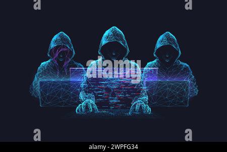 A cyber attack or Cybersecurity concept. Abstract digital hacker teams Stock Vector