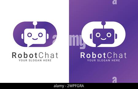 Robot Chat Logo Design Bot Talk Logotype Stock Vector