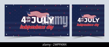 Set of Happy 4th of July. Fourth July Independence Day USA. Independence Day sale web banner. Independence Day USA social media promotion template Stock Vector