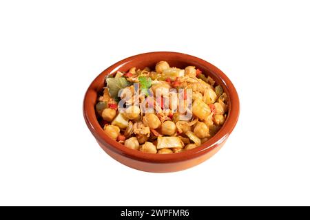 Ropa vieja, typical Canarian dish isolated on white background Stock Photo