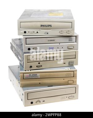 Obsolete CD-ROM drives for computer Stock Photo