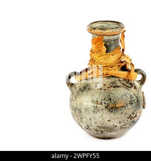 Сlay amphora Isolated on white background. Free space for your text. Stock Photo