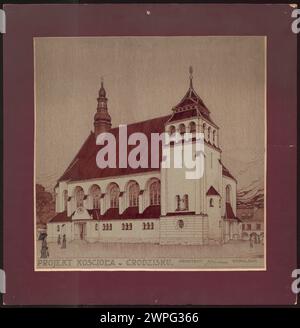 Jarosław Wojciechowski’s 1913 unrealized reconstruction project of Grodzisk parish church of St. Anna shows the general view, structural layout, and modernist-traditional design features. Stock Photo