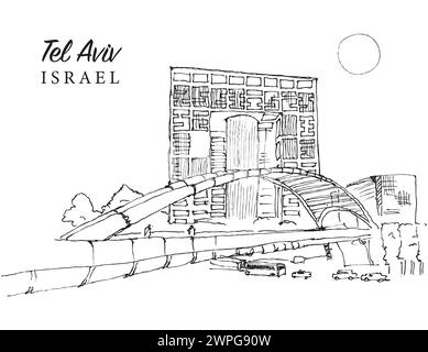 Vector hand drawn sketch illustration of Tel Aviv, Israel Stock Vector