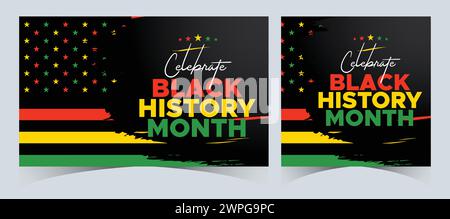 Set of Black History Month celebrated. February national black history month African American vector illustration Template for background, banner Stock Vector