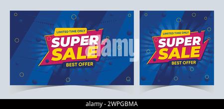 Set of super sale web banner template design. flash big sale banner template promotion posts. web banner for mega sale promotion discount banner Stock Vector