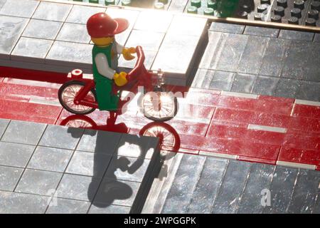 Lego Figures of Urban Cyclists Stock Photo