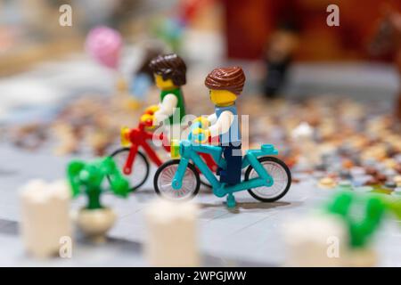 Lego Figures of Urban Cyclists Stock Photo