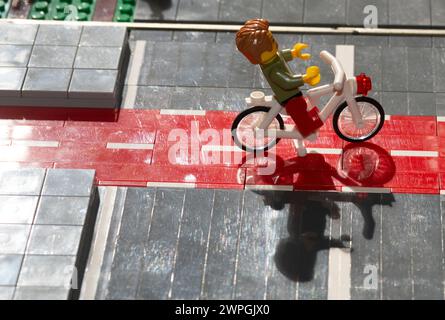 Lego Figures of Urban Cyclists Stock Photo