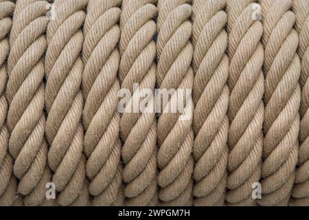 Texture of a spool of light brown rope Stock Photo