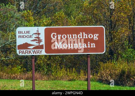 Groundhog Mountain on Blue Ridge Parkway in Virginia. Stock Photo