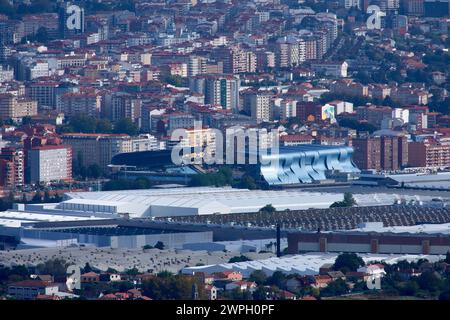 Cityscape with various steel buildings in the urban setting Stock Photo