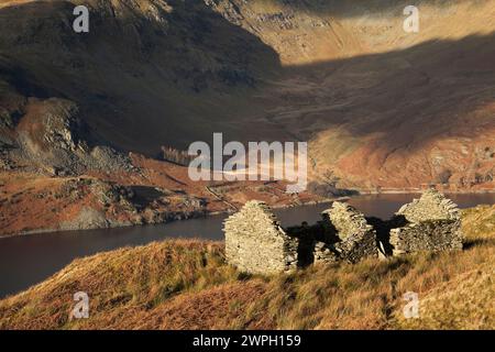 Ruined building on the Corpse Road above Haweswater, Cumbria. Stock Photo