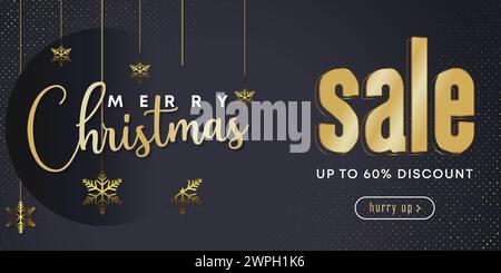 Christmas discount promo offers sale holiday seasonal banner. Modern Xmas banner design. Winter holidays Merry Christmas Happy New Year promotion sale Stock Vector
