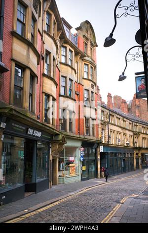 The narrow High Bridge street in the older part of Newcastle Stock Photo