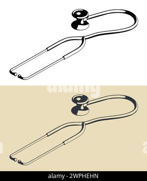 Stylized vector illustrations of a stethoscope Stock Vector