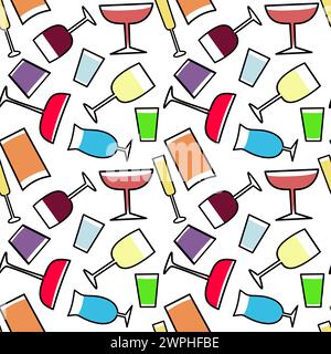 Seamless pattern with different types of cocktails vector illustration Stock Vector