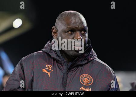 Shaun Goater coach of Manchester City Women, during the FA Women's League Cup Semi-Final match Manchester City Women vs Chelsea FC Women at Joie Stadium, Manchester, United Kingdom, 7th March 2024  (Photo by Cody Froggatt/News Images) Stock Photo