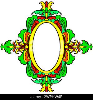Traditional decorative ornaments on wooden mirror frame Stock Vector