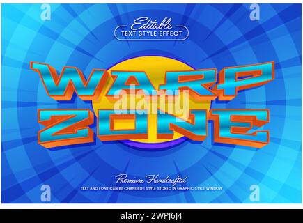 Warp zone 3D vector text effect graphic style. Editable vector headline and title template. Stock Vector