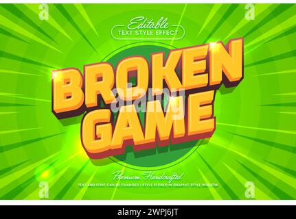 Broken game 3D vector text effect graphic style. Editable vector headline and title template. Stock Vector