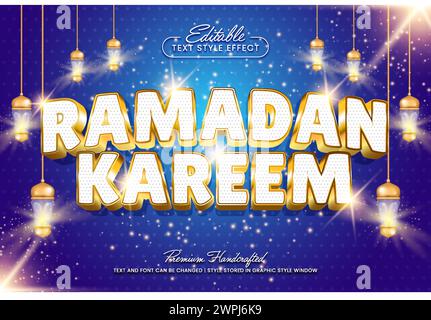 Ramadan kareem 3D vector text effect graphic style. Editable vector headline and title template. Stock Vector