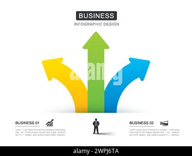 3 data infographics arrow way template. Illustration abstract background. Stock Vector