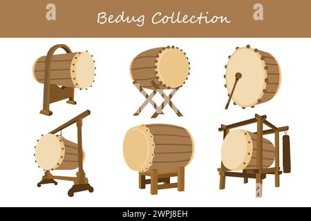 bedug collection. Vector illustration. Isolated on white background. Stock Vector