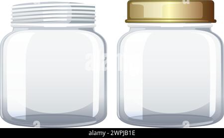 Two clear glass jars with metal lids, vector graphic Stock Vector Image ...