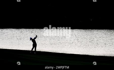 Beijing, China's Hainan Province. 7th Mar, 2024. Yin Ruoning of China plays a shot during the first round of the Blue Bay LPGA golf tournament in Lingshui, south China's Hainan Province, March 7, 2024. Credit: Yang Guanyu/Xinhua/Alamy Live News Stock Photo