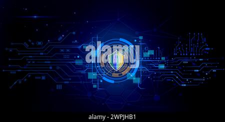 cyber security digital icon on element circuit diagram abstract pattern, technology concept Stock Photo