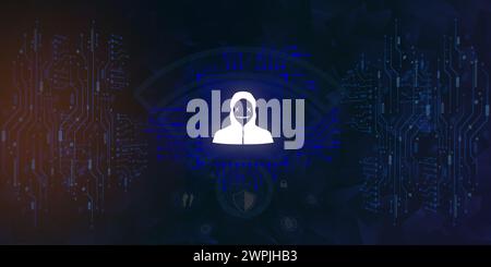 hacker icon on circuit diagram abstract pattern ,cyber security concept Stock Photo