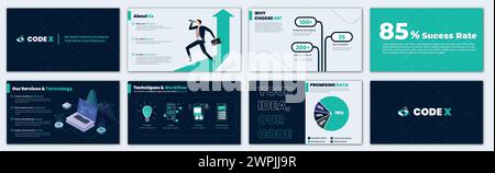 Presentation template with infographics set corporate business template Stock Vector