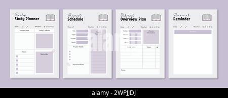 Daily planning and notes taking template for budget, finance, work, business, health, diet all in one planner Stock Vector