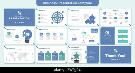 Presentation template with infographics set corporate business template Stock Vector