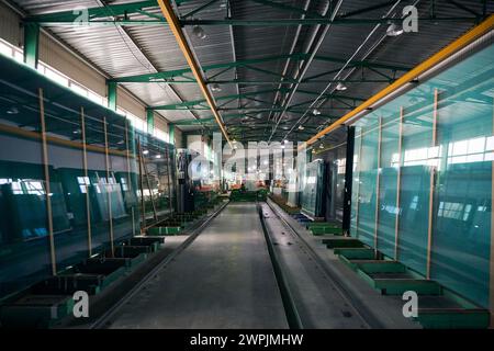 Modern production workshop for window production Stock Photo