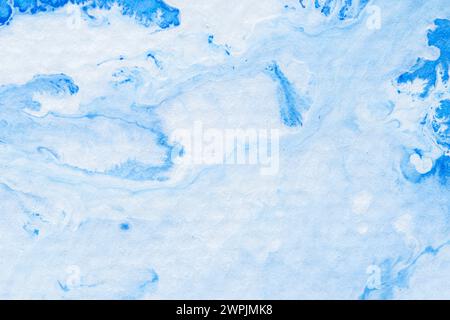 Painted blue and white watercolor texture as background. Stock Photo